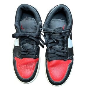 Jordan Air Jordan 1 Low Bred Toe Shoes Mens Size 8.5 Black Red White 553558-161